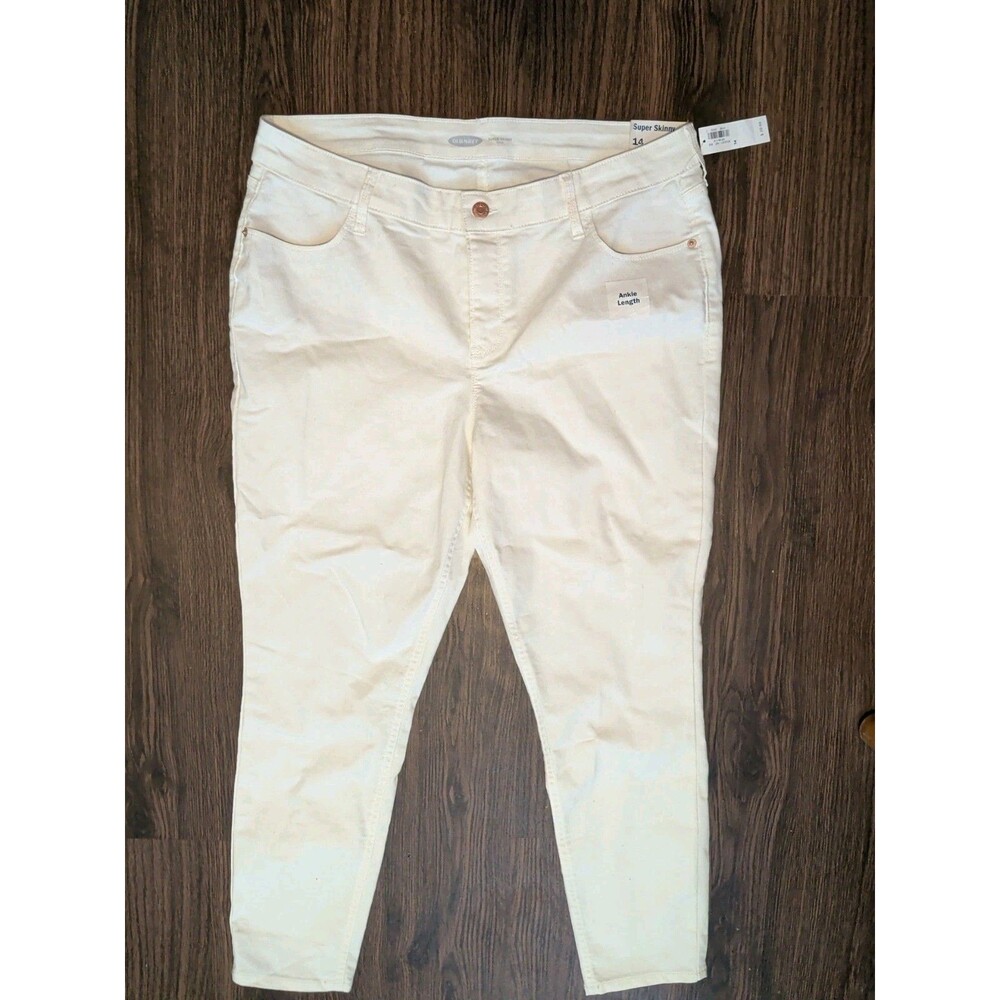 Old Navy Womens High Rise Ankle Super Skinny Jeans Size 14 Short White Pockets